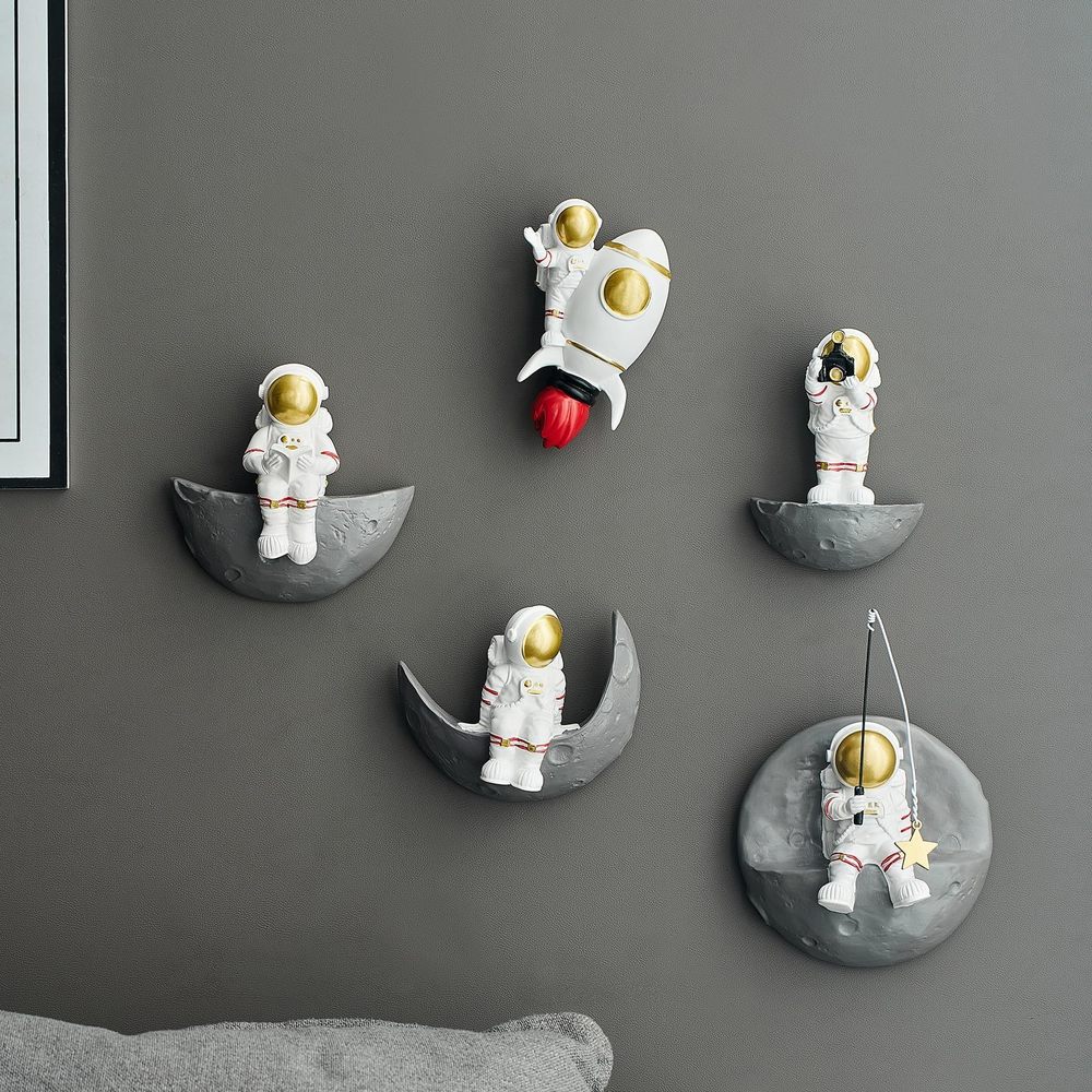 Astronaut 3d Wall Art: Cute Wall Decor Set Of 5 Outer Space Theme Spaceman🐬